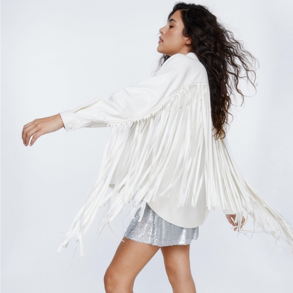 White fringe leather jacket